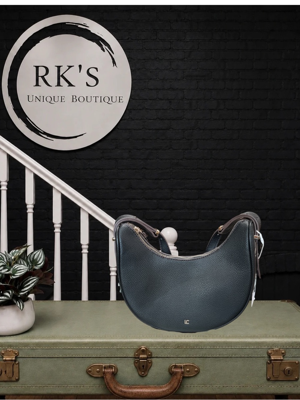 Liz Claiborne Black Pebbled Crescent Shoulder Bag